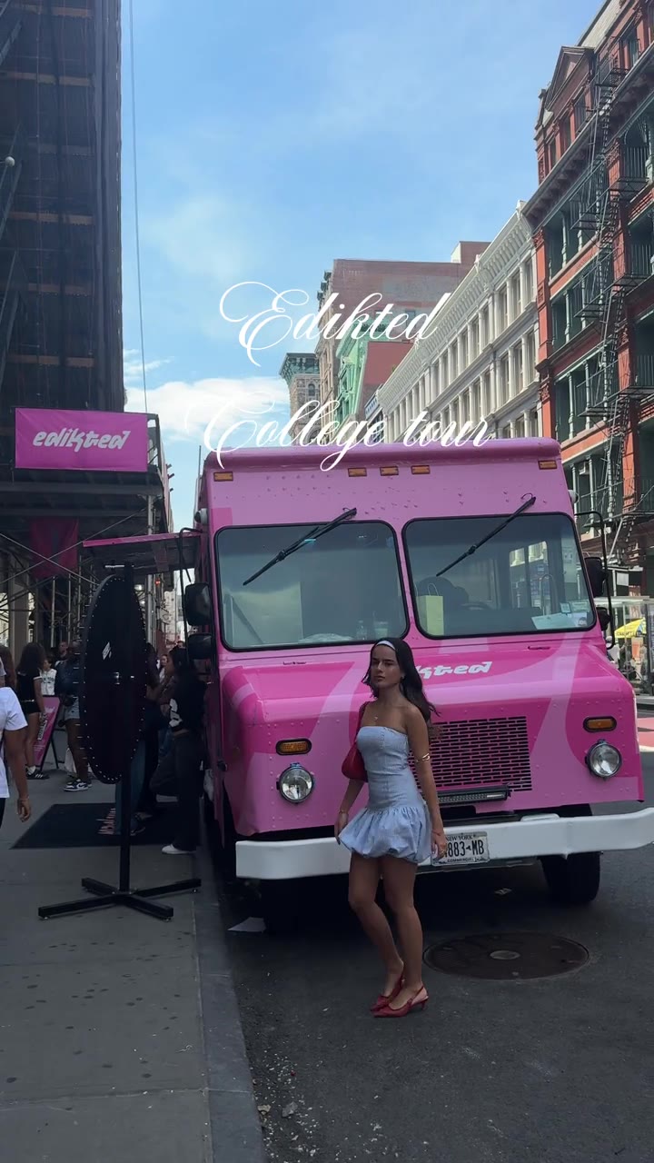 Ana at Edikted’s pink College Tour truck in New York